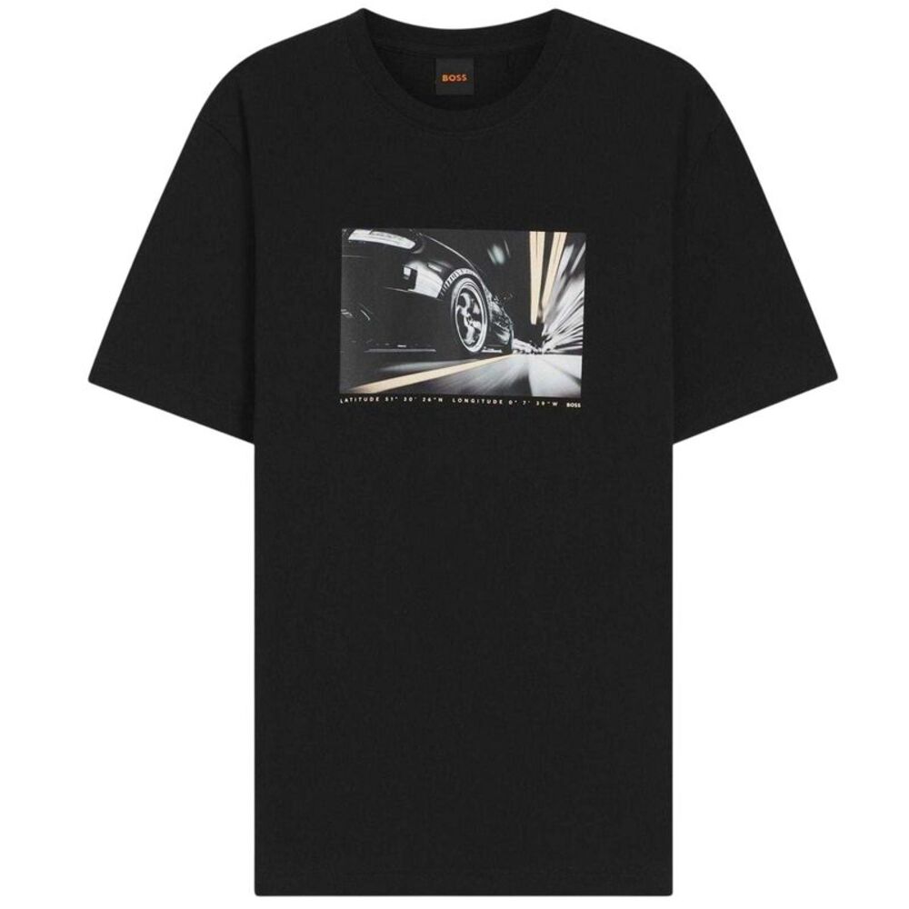 Boss Mens Graphic Print Regular T-Shirt / Black